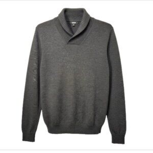 Men's Apt. 9 Sweater Size Large Black Modern-Fit Merino Wool Ribbed Shawl Collar